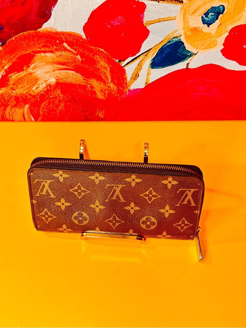 Louis Vuitton Monogram Zip Around Leather Wallet - Brown & Gold Hardware - Picture 10 of 11